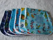 Pack of 6 Burp Cloths Dr Seuss Blue Cotton Front Towelling Back Handmade