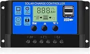 Upgraded 30A PWM Solar Charge Controller | 12V/24V Auto Voltage Regulator with LCD Display, Dual USB Ports, Timer Function & Adjustable Parameters for Solar Panels
