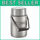 Large 47 Oz Insulated Food Jar in Matte Steel with Two Microwaveable Containers
