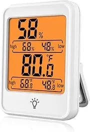 Digital Hygrometer Temperature Meter, Large Screen Battery Powered Indoor Thermometer Humidity Meter Low Power Consumption for Office for Home (White)