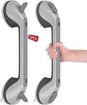 Grab Rail Shower Grab Bars for Seniors, 2 x 16 Inch Grab Rail with Suction Cup for Elderly, Mobile Bathroom Grab Handle, Non-Slip Suction Cup for Bathroom, Toilet, No Drilling, Shower Grab