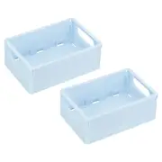 2 Pcs 5.9 x 3.9 x 2.3" Collapsible Plastic Basket Mini Storage Crate, Lake Blue