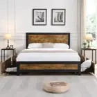 Levede Metal Bed Frame Double Mattress Base Platform Wooden 4 Storage Drawers