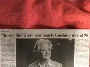 OBITUARY ANGELA LANSBURY 1925 - 2022 MURDER SHE WROTE BROADWAY ACTOR MAME