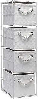 [ARPAN] White 4 Drawer Storage Cabinet Unit Ideal for Home/Office/Bedrooms (4-Drawer Unit -18x25xH65cm)