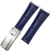 [KKFAUS] Metal End Genuine Leather Watchbands，For Rolex Daytona SUB Submariner GMT Master Yacht 20mm Watch Strap Green Blue Black Band 17.5-18.5cm Wrist