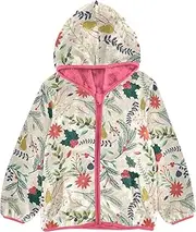 [GuoChe] Boys Hooded Fleece Jacket Merry Christmas Holiday Floral Retro Toddler Girl Clothing Peach Girl Zip Up Sweatshirt