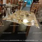 Natural Agate Dining Table, Live Edge Agate Living Room Modern Furniture Decor