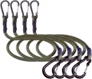 Carabiner Bungee Cords with Hooks Camo Green 20 Inch 4 Pcs