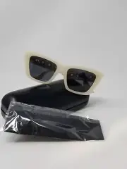Alexander McQueen Eyelet Angular Cat-Eye Sunglasses Ivory Woman's