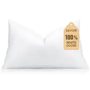 SAVORI Down Feather Throw Pillow Inserts 12x20 Euro Pillow Inserts, Soft Fluf...