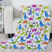 Lovely Blue Green Dinosaurs 3D Warm Plush Fleece Blanket Picnic Sofa Couch