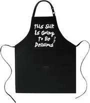 Xolixorium Men’s Funny Cooking Apron, BBQ Grilling Apron, 2 Pockets Adjustable Neck Straps, Chef Cooking Gifts