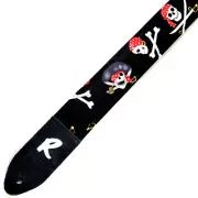 Pirate Ukulele Strap - Black Jolly Roger Ukulele Strap -Skull Crossbones