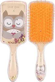 Children Cartoon Sequins Gasbag Hairdressing Massage Comb for Kids Yellow (Yellow Owl)