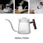 Glass Gooseneck Kettle Ergonomic Handle Quick Heating Long Narrow Spout Heat