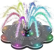 SZMP Solar Powered Fountain 2025 Upgraded, 3.5W Solar Bird Bath Fountains 7 Nozzle & 4 Fixer, Solar Water Fountain with Double Layer Colorful Lights for Garden, Small Pond, Fish Tank, Outdoor Decor