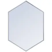 Elegant Decor Eternity 34" x 24" Hexagonal Metal Frame Mirror in Silver