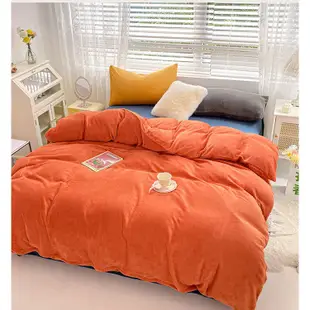 台灣製 ins熱銷純色 素色 雙拼 進口牛奶絨 保暖法蘭絨 雙人床包加大床包 被套 三件組 四件組 枕頭套 床包