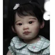 30" Finished Reborn Doll Assembled Toddler Girl Short Black Hair Rooted Handmade