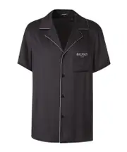 piped-trim shirt FR48,FR50 Black