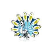 Blue Peacock Beads for Women Jewelry Silver plating Charm Bracelet