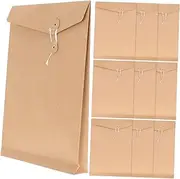 Operitacx 10pcs String Kraft Paper Portfolio Resume Storage Plastic Envelopes with Zipper Document Plastic Folder Magazine File Holder Office Folders Kraft Paper Envelope File Folder A4