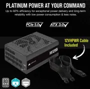 Corsair HX1200i ATX High Performance Platinum PSU, ICUE 2024. PCIe 5.0, ATX 3.1, 12VHPWR Cable included. CP-9020281-AU