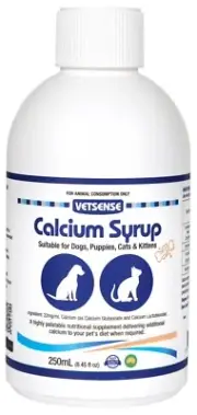 Vetsense Calcium Syrup Nutritional Supplement - Dogs Puppies Cats Kittens 250ml