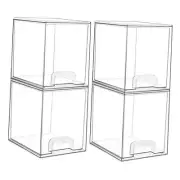 Pack Clear Stackable Storage Drawers,7.6" H Plastic Organizers Bins for 4