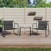 VRAXO 3 Piece Garden Lounge Set with Cushions Anthracite Steel -14.6KG,364107