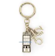 NEW Henri Bendel Iconic 712 Fifth 5th Avenue Gold Keychain Key Fob Bag Charm NWT