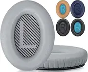JALPolat® Replacement Earpads Cushions for Bose QuietComfort 35 (QC35) & Quiet Comfort 35 II (QC35 ii) / QC25 / QC45 Headphones, Ear Pads with Softer Leather, Noise Isolation Foam (Grey/Silver)