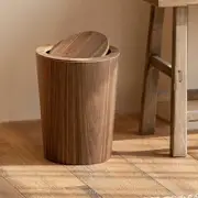 Wooden Flip-Top Trash Can for Home Hotel, Kitchen Bathroom Office Bedroom with Lid B One Size
