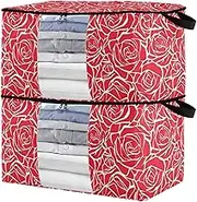 sanluoli 90L 2 Pack Under Bed Organizer with Reinforced Handles, clear window Closet Organizer Storage