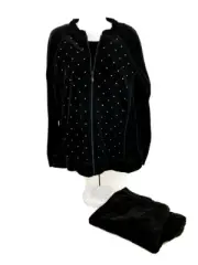 Quacker Factory Woman's Valour Rhinestones Jacket & Pant 2 PCS Black size XS
