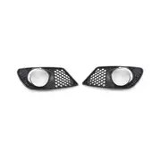 1 Pair Car Front Bumper Fog Light Grille Fog Lamp Grill Cover with Chrome Frame for C-Class W204 20 BlackSilver