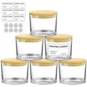 16oz Candle Jars 6 Pack - 3 Wick Large Empty Clear Glass Candle Making Jars w...