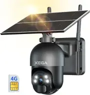 Xega 4G LTE Cellular Security Camera Outdoor Solar Camera Wireless, 2K HD Col...