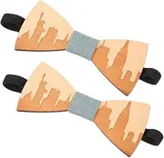 [SAFIGLE] Natural Wood Bow Tie Set for Men Simple Style Wedding Groom Bow Ties Graceful Design