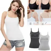 Women's Camisole with Built in Shelf Bra Spaghetti Strap Vest Padded Tank Tops