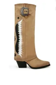 Zodiac Womens Rowena-Wings Zip Tall Suede (Caramel) Western Boots Size 8.5