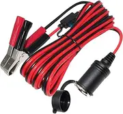 SPARKING 12FT 12V Female Car Cigarette Lighter Socket Extension Cord with Battery Alligator Clips Car Battery Clip-on Extension Cable, 15A Fuse (12FT)