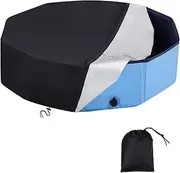 HIGHTQURO Round Dog Pool Cover Kiddie Pool Cover with Drawstring Design for Universal Foldable Kids Pet Outdoor Bath Tub,Waterproof and Dustproof (79 x12 inch,Black)