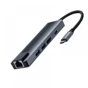 5 IN 1 USB-C Hub Adapter, Type-C to HDMI/USB 3.0/LAN Ethernet Adapter Converter