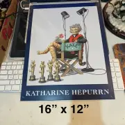 KATHARINE HEPURRN TIN DECORATIVE SIGNS 16"x12" THE CAT HALL OF FAME