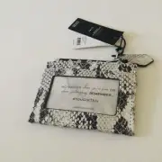 AIMEE KESTENBERG SNAKE EMBOSSED ZIP IT UP LEATHER CARD CASE VANILLA SNAKE NWT
