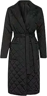 [Generic] Women's Winter Cotton-Padded Coat Lapel Loose Thick Sashes Long Arygle Quilted Jacket