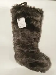 Jaclyn Smith Christmas Stockings Brown Faux Fur & Felt Back - New 20"
