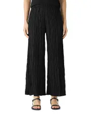 Eileen Fisher Crushed Silk Wide Leg Ankle Pants